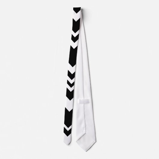 Elegant black& white chevron pattern Neck Tie Krawatte (Rückseite)