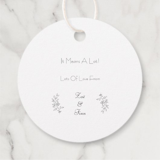 Elegant Black & White Chic Botanical Label (Rückseite)