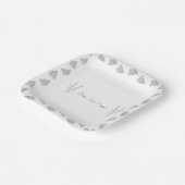 Elegant Black & White Classic Botanical Line Plate Pappteller (Gewinkelt)