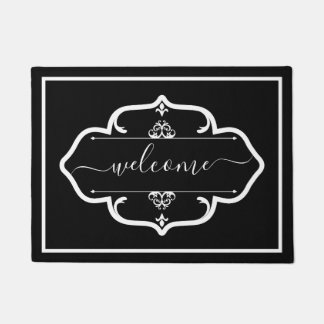 Elegant Black White Custom Decorated welcome Fußmatte