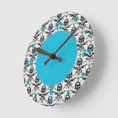Elegant Black & White Damask Wall Clock Runde Wanduhr (Winkel)