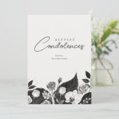Elegant Black & White Floral Border Sympathy  (Stehend Vorderseite)