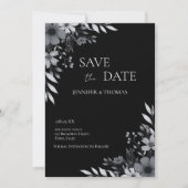 Elegant Black & White Floral Hand-Drawn Wedding Save The Date (Vorderseite)