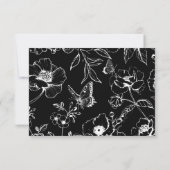Elegant Black White Floral QR Code Wedding RSVP  (Rückseite)