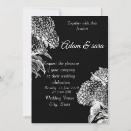 Elegant Black & White Floral Wedding Invitation Einladung