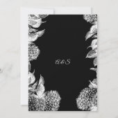 Elegant Black & White Floral Wedding Invitation Einladung (Rückseite)