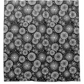 Elegant Black White Geometric Flowers Starburst Duschvorhang (Vorderseite)