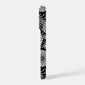 Elegant Black White Geometric Flowers Starburst iPhone Hülle (Linke Seite)