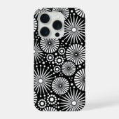 Elegant Black White Geometric Flowers Starburst iPhone Hülle (Rückseite)