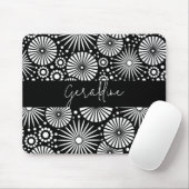 Elegant Black White Geometric Starburst Name Mousepad (Mit Mouse)