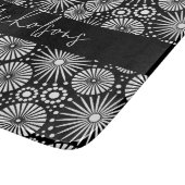 Elegant Black White Geometric Starburst Name Schneidebrett (Ecke)