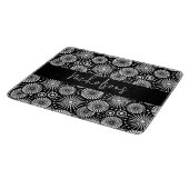 Elegant Black White Geometric Starburst Name Schneidebrett (Ecke)
