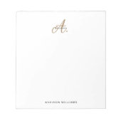 Elegant Black White Gold Script Monogram Notizblock (Vorderseite)