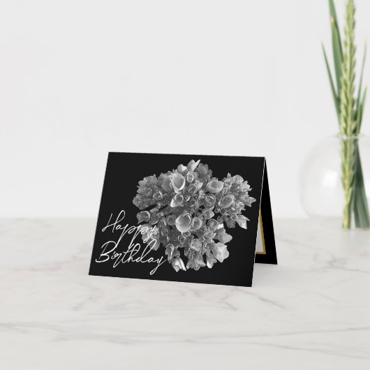 Elegant Black White Hydrangea Botanical Birthday Karte (Vorderseite)