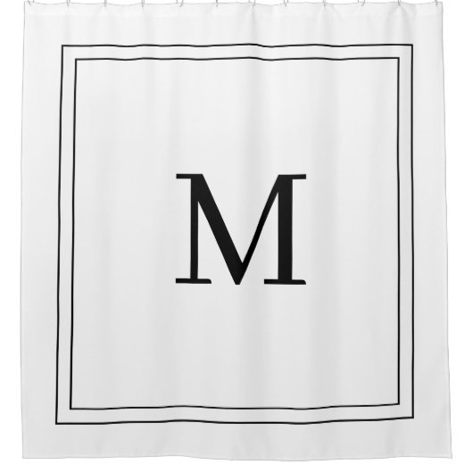 Elegant Black &White Initial Monogram Duschvorhang (Vorderseite)