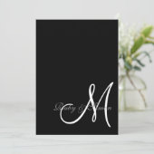 Elegant Black White Initial Wedding  Einladung (Stehend Vorderseite)