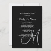 Elegant Black White Initial Wedding  Einladung (Rückseite)