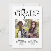 Elegant Black & White Joint Graduation Party Photo Einladung (Vorderseite)