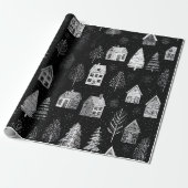 Elegant Black White Merry Christmas Wrapping Paper Geschenkpapier (Ungerollt)