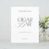 Elegant Black & White Minimalist Cigar Bar Sign (Stehend Vorderseite)