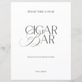 Elegant Black & White Minimalist Cigar Bar Sign (Vorderseite)