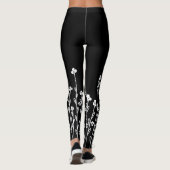 Elegant black white minimalist doodle floral leggings (Rückseite)