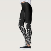 Elegant black white minimalist doodle floral leggings (Links)