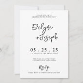 Elegant Black & White Minimalist Photo Wedding Einladung (Vorderseite)