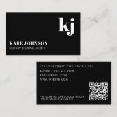Elegant Black White Minimalist QR Code Monogram Visitenkarte (Vorne/Hinten)