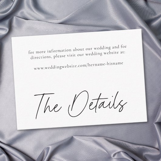 Elegant Black White Minimalist Wedding Begleitkarte