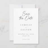Elegant Black White Minimalist Wedding Save The Date (Vorderseite)