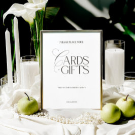 Elegant Black & White Modern “Cards & Gifts” Sign