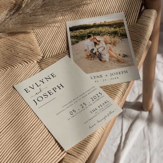 Elegant Black & White Modern Chic Photo Wedding  Einladung