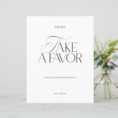 Elegant Black & White Modern Wedding Favor Sign (Stehend Vorderseite)