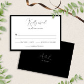 Elegant Black & White Monogram Bordered Wedding RSVP Karte