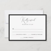 Elegant Black & White Monogram Bordered Wedding RSVP Karte (Vorderseite)