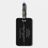 Elegant Black White Monogram Initial Script Name  Gepäckanhänger (Rückseite vertikal)