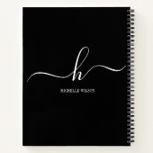 Elegant Black White Monogram Initial Script Name  Notizblock (Rückseite)