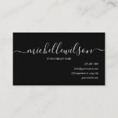 Elegant Black White Monogram Initial Script Name  Visitenkarte (Rückseite)