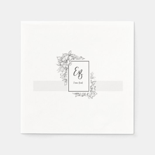 Elegant Black White Monogram wedding napkin Serviette (Vorderseite)
