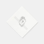 Elegant Black White Monogram wedding napkin Serviette (Ecke)