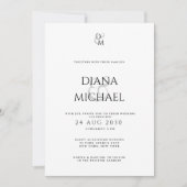 Elegant Black&White Monogram Wedding Photo  Einladung (Vorderseite)