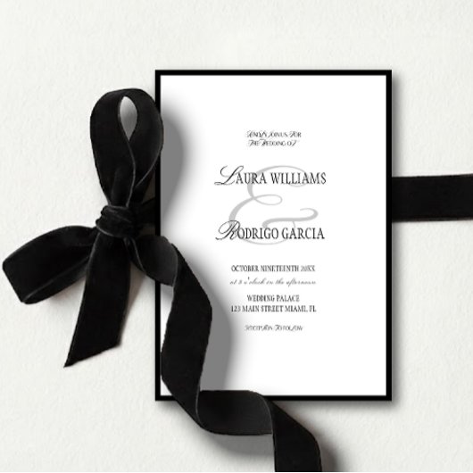 Elegant Black White Old Money Wedding Einladung