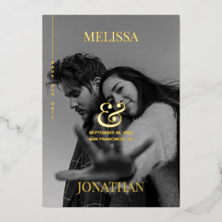 Elegant Black & White Overlay Photo Save the Date Folieneinladung