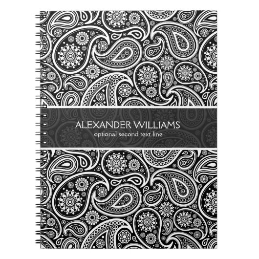 Elegant Black & White Paisley Notizblock (Vorderseite)