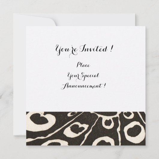 ELEGANT BLACK WHITE PEACOCK ,RED RUBY GEM MONOGRAM EINLADUNG (Rückseite)