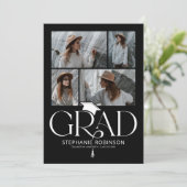 Elegant Black & White Photo Collage Graduation Ankündigung (Stehend Vorderseite)