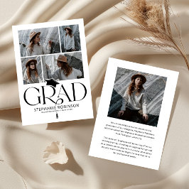 Elegant Black & White Photo Collage Graduation Ankündigung