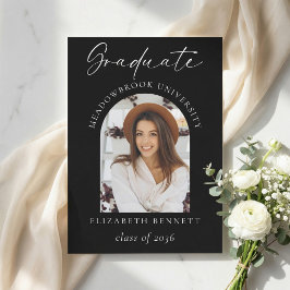 Elegant Black White Photo Graduation Announcement Ankündigung