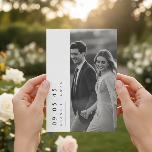 Elegant Black & White Photo  Wedding Invitation  Einladung